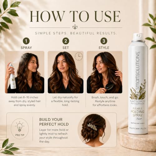 SMART SOLUTIONS Flexible Holding Hair Spray - 10 oz, Light to Medium Hold, Non-Sticky & Easy to Wash Out