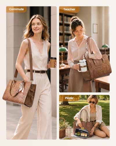 Women's Work Tote Bag with Insulated Lunch Compartment - Fits 15.6 Inch Laptop