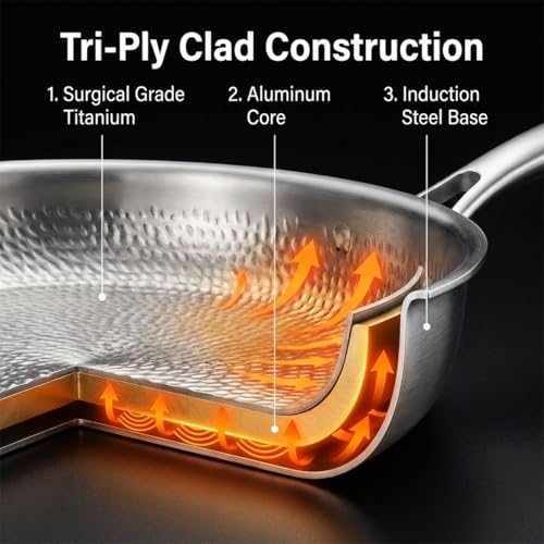 Pexucalm 11.8-Inch Titanium Non-Stick Frying Pan with Lid - Single