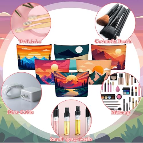 36 Pcs Mountain Makeup Bags Set - Waterproof Travel Cosmetic Organizer with Zipper - Colorado Mountain Gifts