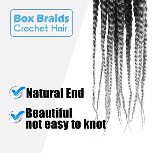T1B/Grey Ombre Box Braid Crochet Hair 14 Inch - 8 Packs for Natural Styling