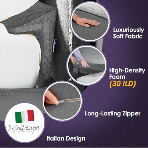XetraDesign Grey King Bed Wedge Pillow for Headboard Gap Up to 7in – 4-in-1 Support & Corner Filler