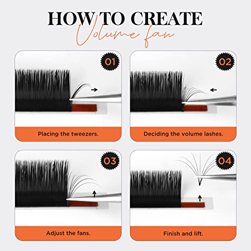 BEYELIAN Easy Fan Eyelash Extensions Volume Extension Lightweight Self Fanning Lashes Semi Permanent Matte Black Professional Salon Stylists Use 0.07 D+ Curl Mix Tray 8-15mm
