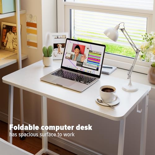 WOHOMO Small Folding Desk 31.5 x 15.7 White Compact Computer Table