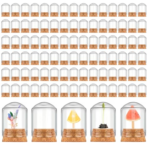 Mini Glass Cloche Bell Jars Set of 100 - 8ml with Cork Bases