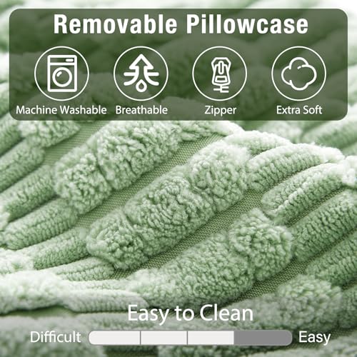 Reading Pillow for Bed Sitting with Large Pockets - Sage Green, Large