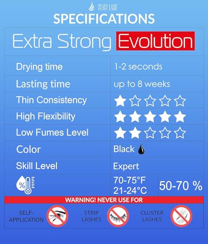 Stacy Lash Extra Strong Evolution Eyelash Extension Glue 0.17 fl oz Fast Dry Professional Adhesive