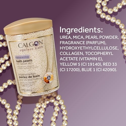 Calgon Renewing Pearls Bath Additive - 16 oz, Pack of 4 - Hydrating Pearl & Vitamin E
