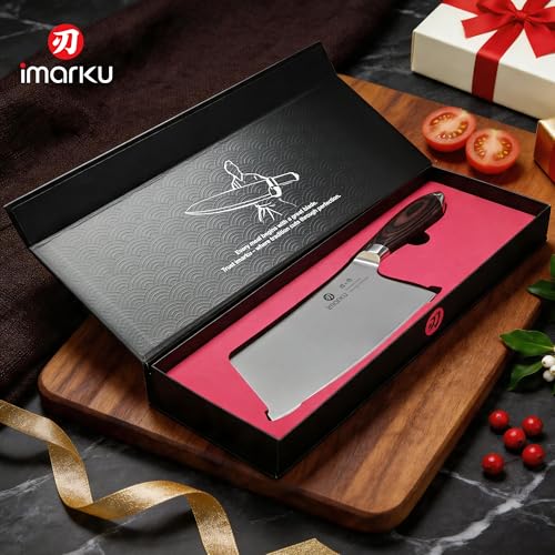 imarku 7.5-Inch Japanese High Carbon Steel Cleaver Knife with Silver Walnut Handle