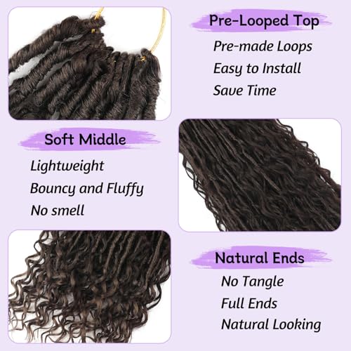 Boho Faux Locs Crochet Hair 18 Inch - 9 Pack Pre-Looped Goddess Locs for Natural Look