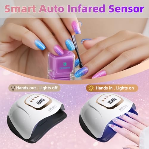 380W UV LED Nail Lamp with 81 Beads, Fast Curing Gel Polish, 4 Timer Settings