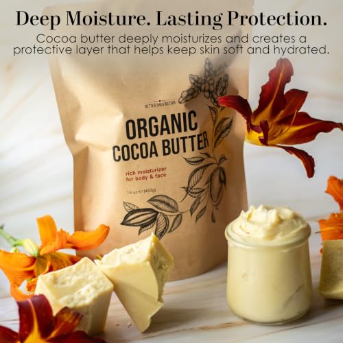 Organic Cocoa Butter for Skin - 16oz Unrefined Food Grade Body & Lip Balm