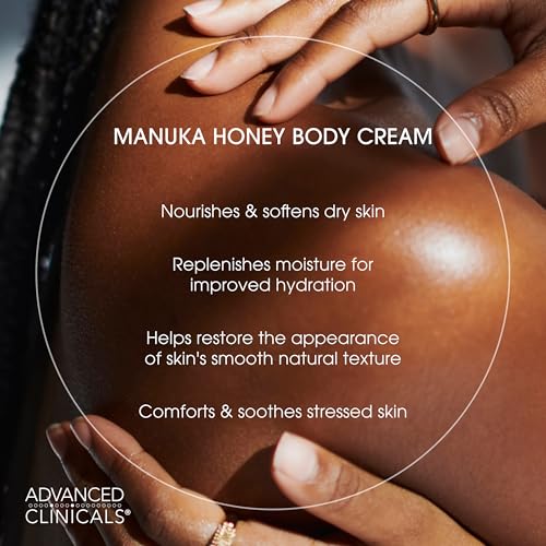 Manuka Honey Body Cream with Collagen & Vitamin E - Hydrating Moisturizer for Dry Skin - 16Oz - Pack of 2
