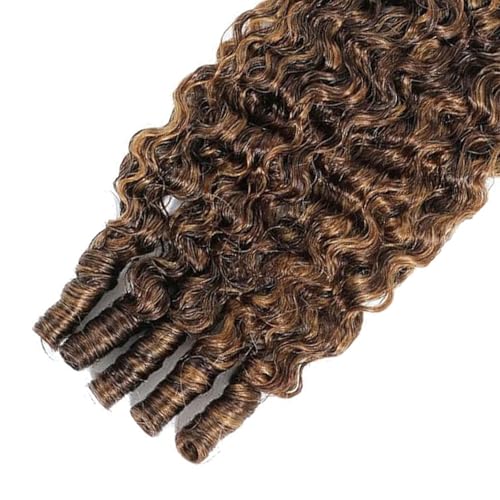 WRLYYEO Honey Blonde Ombre Burmese Curly Hair Bundles 22 Inch - Single Bundle