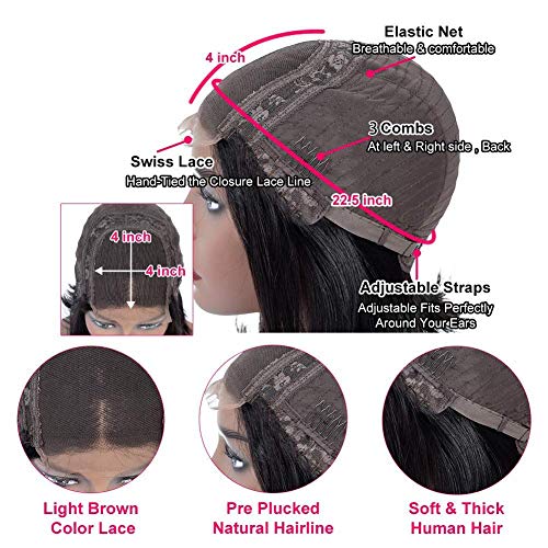 18 Inch Deep Wave Lace Front Wig for Black Women - Human Hair, 180% Density, Natural Color