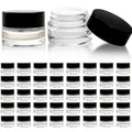 90 Pack 5ml Small Clear Jars with Black Lids, Empty Glass Cosmetic Containers with Liners Round Bulk Airtight Cream Bottle for Beauty Product Samples, Travel, Storing Lotions, Essences