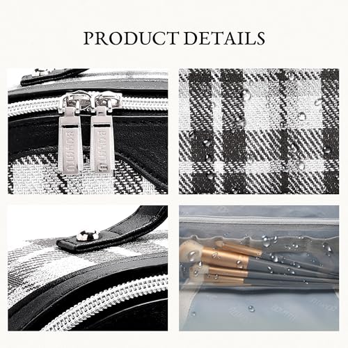 BOYATU E-1-Black 3 Pcs Travel Makeup Bag Set | Scottish Plaid Cosmetic Bags