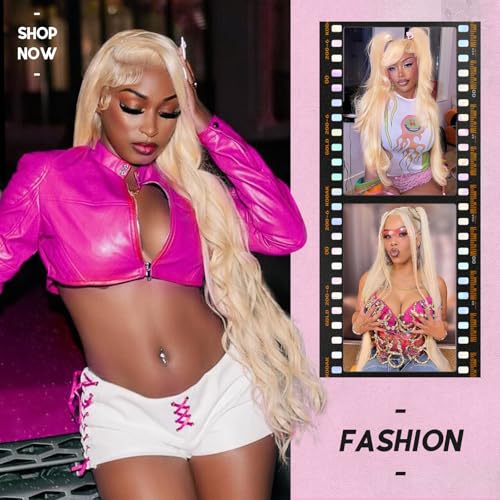 Blonde Lace Front Wig Human Hair 24 Inch Body Wave 613 Wig - Natural Look Variation