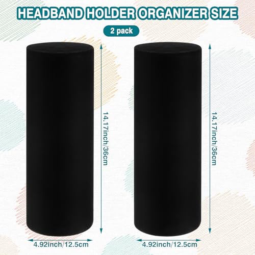 Vertical Headband Holder Organizer Stand for Women Hair Accessories Black - 2 Pack