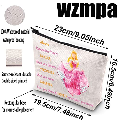 WZMPA Princess Cosmetic Makeup Bag Movie Fans Gift You Are Braver Stronger Smarter Than You Think Princess Makeup Zipper Pouch Bag For Women Girls (Always Sleeping)
