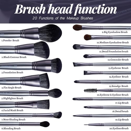 BS-MALL 20-Piece Makeup Brush Set A-Silver Silver – Face & Eye Cosmetics Tools