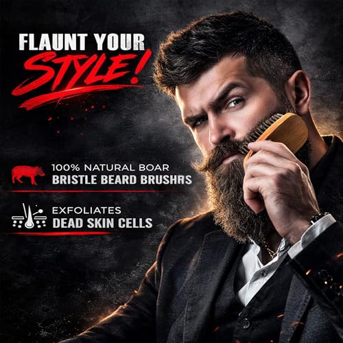 GROW ALPHA BEARD Bamboo Beard Straightener Grooming Kit for Men, Includes Oil & Tools