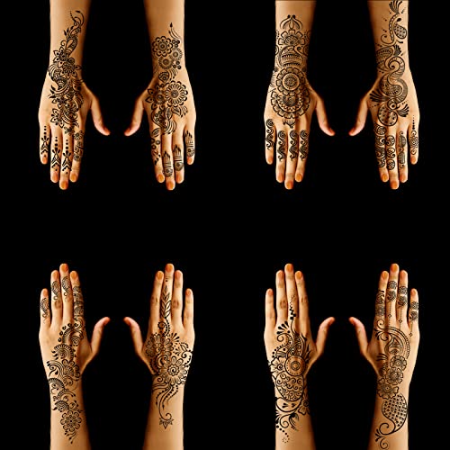 Henna Tattoo Stencils kit,Temporary Tattoos Stencils Reusable Henna Tattoo kit for Hand Forearm Airbrush Tattooing Template, Indian Temporary Tattoo Stickers