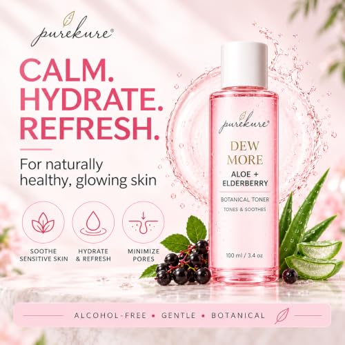 Organic Aloe & Elderberry Facial Toner for Sensitive Skin - Hydrating & Pore-Minimizing, Alcohol-Free 100mL