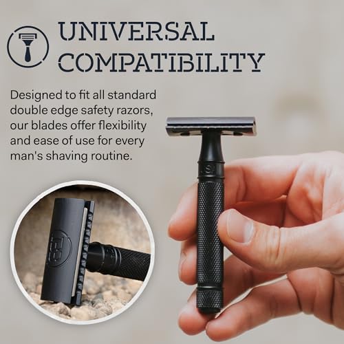 Double Edge Razor Blades 50-Pack Stainless Steel Compatible with All Safety Razors