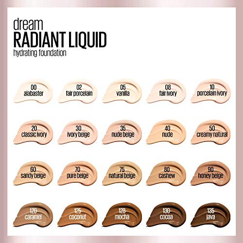 Maybelline Dream Radiant Liquid Foundation - Medium Coverage, Hydrating, Vanilla, 1 Fl Oz