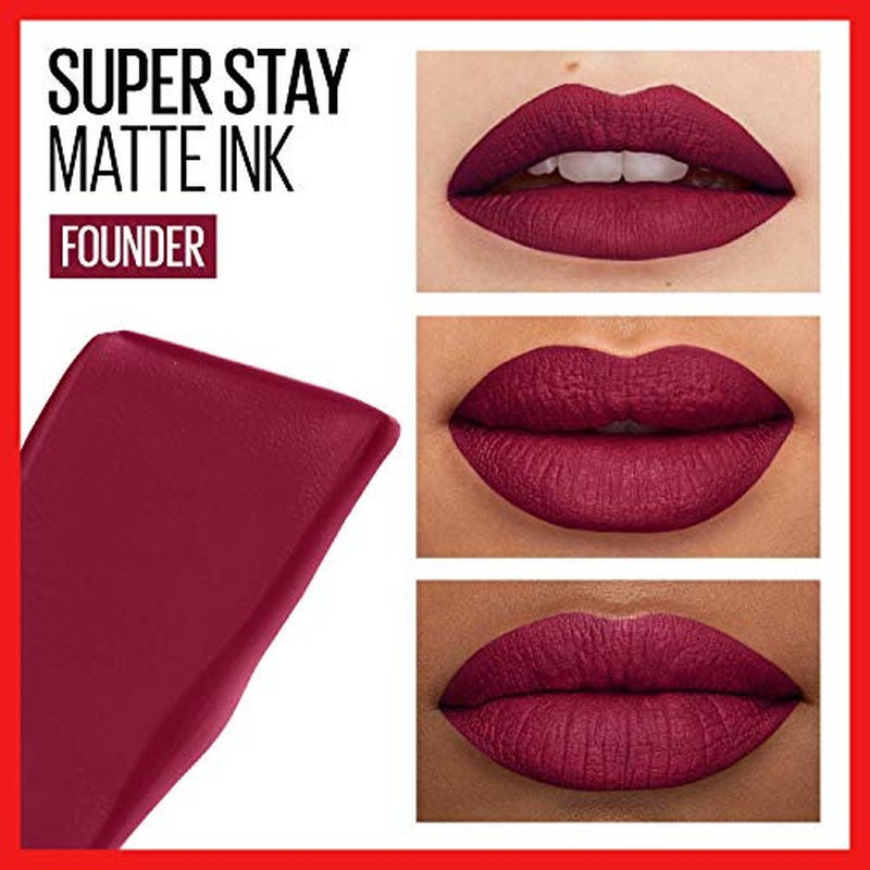 MAYBELLINE Super Stay Matte Ink Liquid Lipstick Makeup Long Lasting High Impact Color Up to 16H Wear Composer Cherry Brown & Founder Cranberry Red 1 Count Each