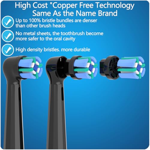 8 Pack Multi Color Replacement Brush Heads for Oral B iO Series - Compatible with iO 2-10 & 7G, With Covers, Black & White Variation