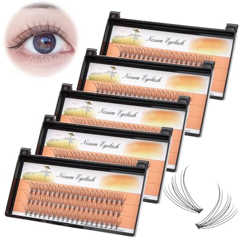 BODERMINCER 10 Root 60pcs 8-10-12-14-16mm Mixed Black Handmade False Eyelashes Natural Long Individual Eyelashes Extension Fake Lashes Makeup Beauty Cosmetic (5 PACKS-10MM)