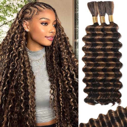 Balayage Curly Human Braiding Hair 20 Inch for Boho Braids - MOTFIN