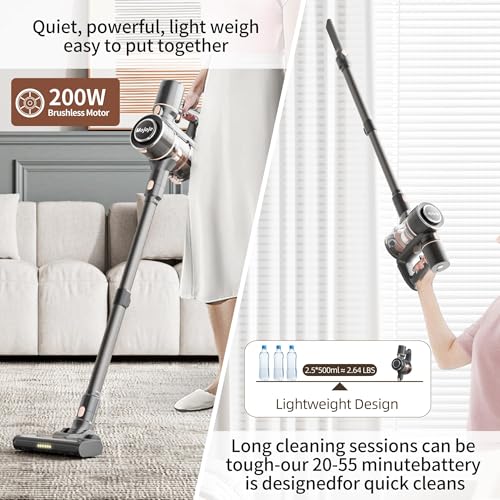 Cordless Stick Vacuum Cleaner with 23KPa Suction, Long Battery Life, Lightweight for Home & Pet Hair
