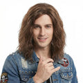 Men's Brown Curly Wave Layered Synthetic Wig with Cap for Cosplay and Daily Wear