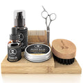Striking Viking Bamboo Beard Kit for Men - 7.3 in x 4.5 in x 1 in - Portable Grooming Caddy Organizer for Beard Balm & Oil Products - With Scissors & Comb Brush Holder