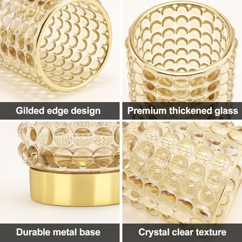DASITON Makeup Brush Holder Organizer - S+L Yellow Glass Cosmetic Storage