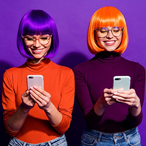 Multicolor Short Bob Wigs with Heart-Shaped Sunglasses 14-Piece Party Set
