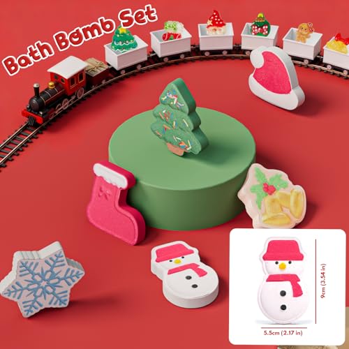 Christmas Bath Bombs Set with Surprises - 6 Handmade Scented Gifts for Women & Kids