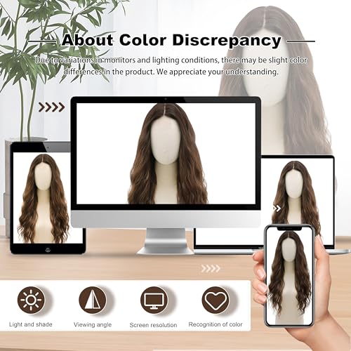 Cosplay Long Brown Wig 28 Inch Middle Part Synthetic Hair - Brown / 28 Inch