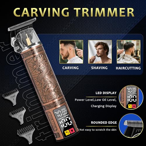 Professional Hair Clippers for Men, Cordless Hair Trimmer & Beard Trimmer Set with Adjustable Fade Lever, LED Display, Long-Lasting Battery, for Home & Barber Use