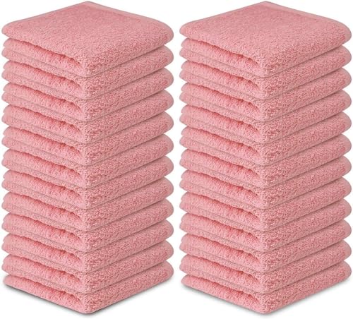 Pink Cotton Washcloths 60 Pack - Soft, Highly Absorbent Face Towels