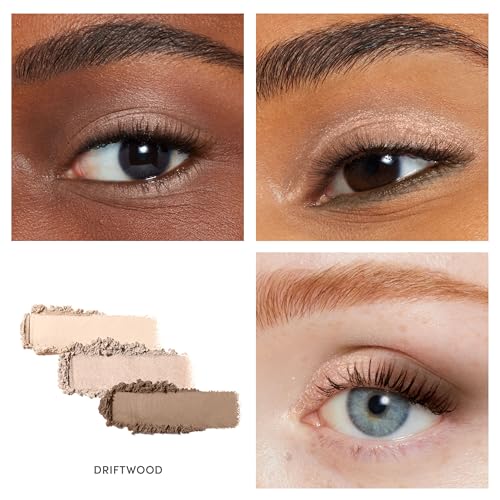 Jane Iredale PurePressed Eye Shadow Triple in Driftwood – Mineral Pigment, Long-Lasting & Crease-Resistant
