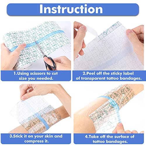 VOOVAO Waterproof Tattoo Aftercare Wrap Bandage 5.9in x 10.9yd Second Skin Healing