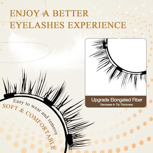 Ginani Magnetic Lashes, Magnet Eyelashes with Applicator for Valentine's Day,No Glue o Liner Needed Reusable Eyelashes Kit for Women Daily Use(Natural+Fuller)