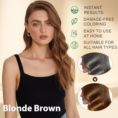 Msktasy Blonde Brown 3-in-1 Hair Dye Shampoo for Gray Coverage, Nourishing Color for Women & Men
