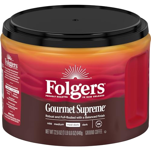 Folgers Gourmet Supreme Medium-Dark Roast Ground Coffee, 22.6 Ounce Canister