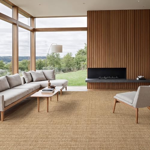 Striped Gold 5x7 Indoor Outdoor Jute Rug - Washable Boho Area Carpet