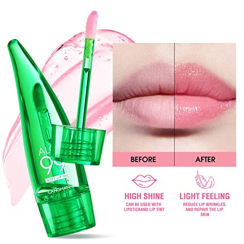 Lip Balm, 3PCS Aloe Vera Long Lasting Nutritious Lip Oil, Color Changing Tinted Lip Balm Set, Natural Plumping Hydrating, Easy Brush Application, Cute Portable Design, Unisex